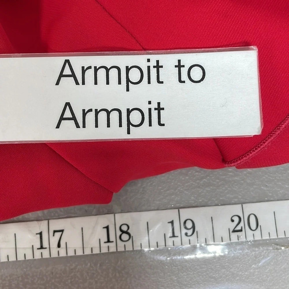 Trina Turk Dress Red Knee Length Sheath V-Neck Bell Sleeves Size 2 - Picture 13 of 16